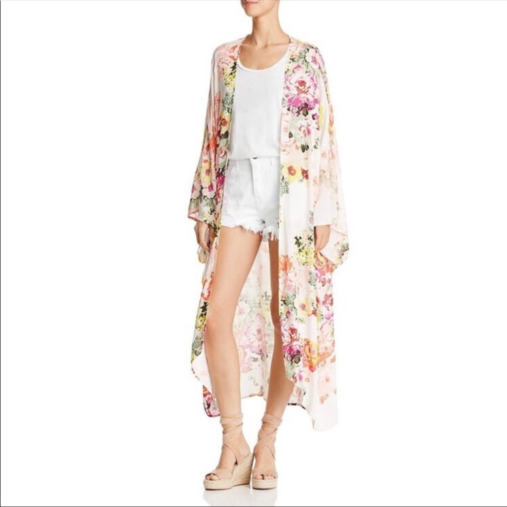 YFB On The Road Raven Floral Kimono OS Like NWOT